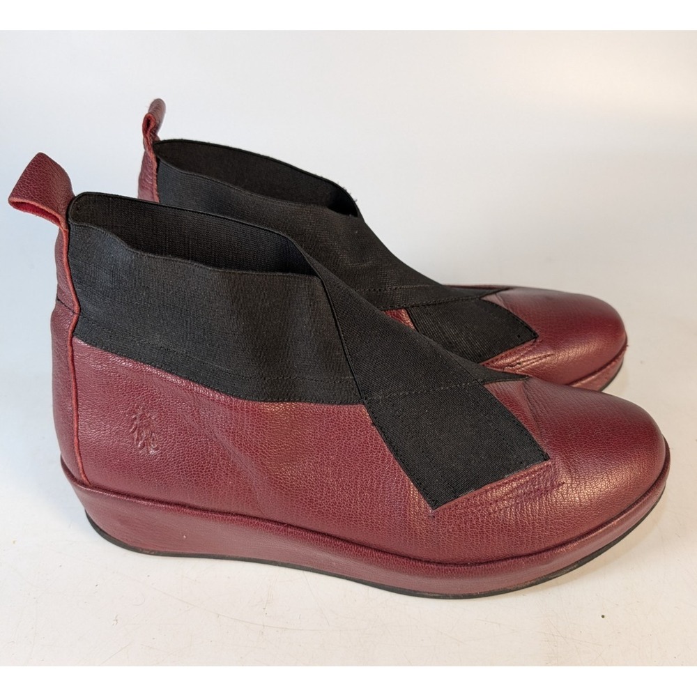 Fly London Bobi Wedge Ankle Boots Womens Size: 41 / 10 Red Leather Slip On